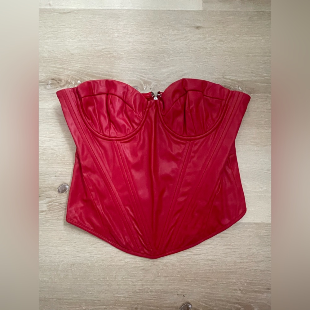 Red Leather Corset Top